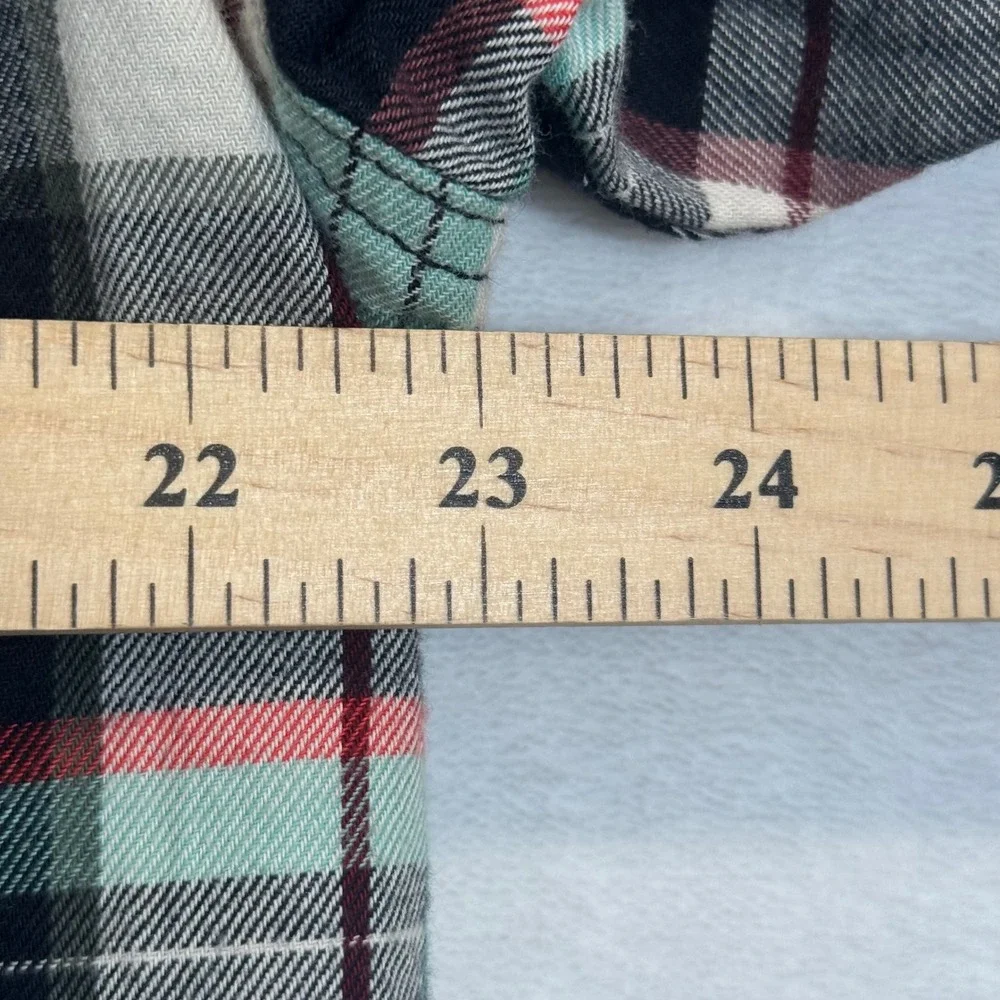 The North Face Black White Teal Plaid Flannel Button Down Shirt XL